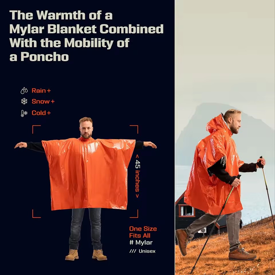 Poncho impermeable térmico de  - Survival Blanket Reflective reseña y precio